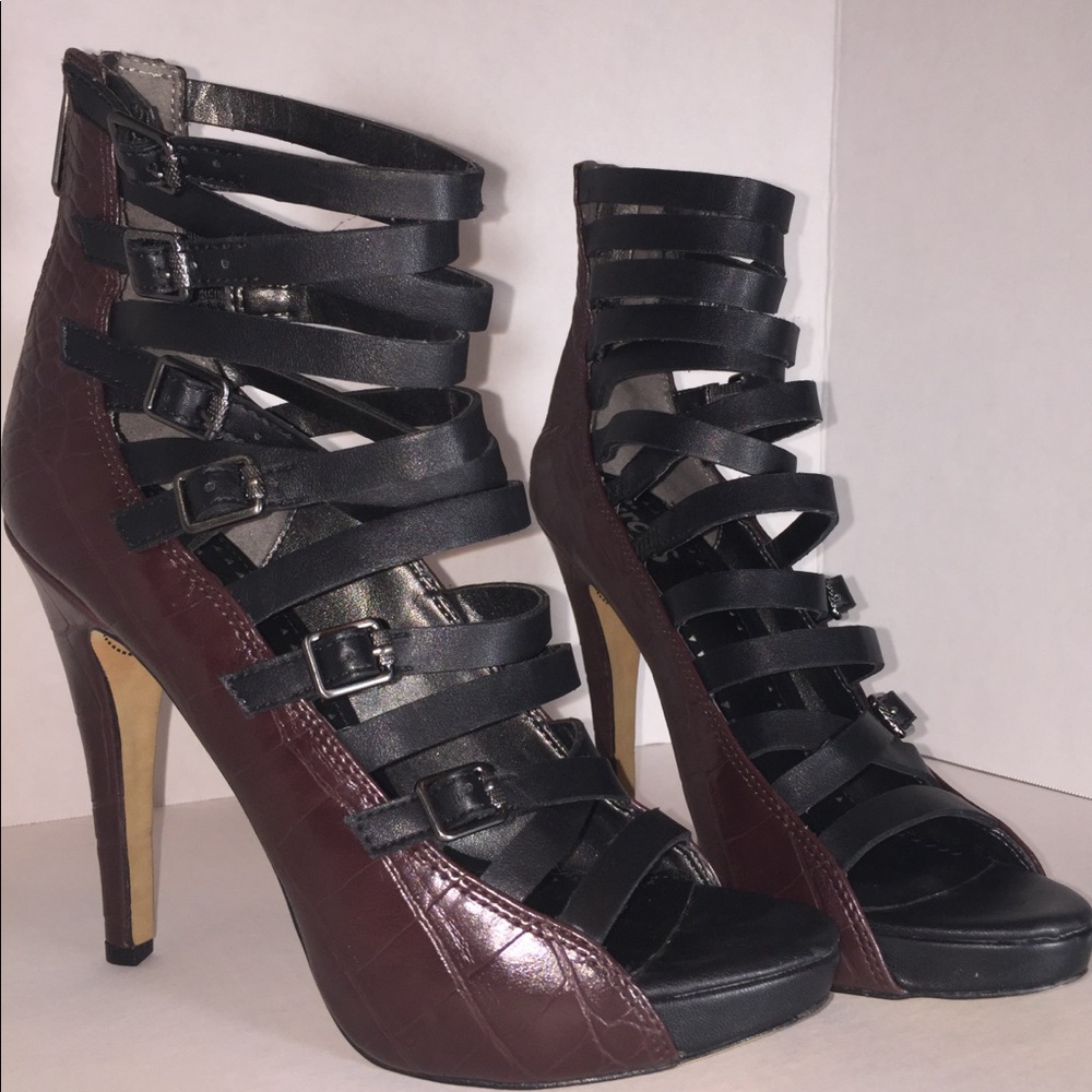 Sam Edelman Red Snakeskin Strappy Heels